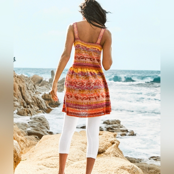 Peruvian Connection Sunset Crochet Tunic Size Large Pima Cotton Knit - Picture 2 of 11